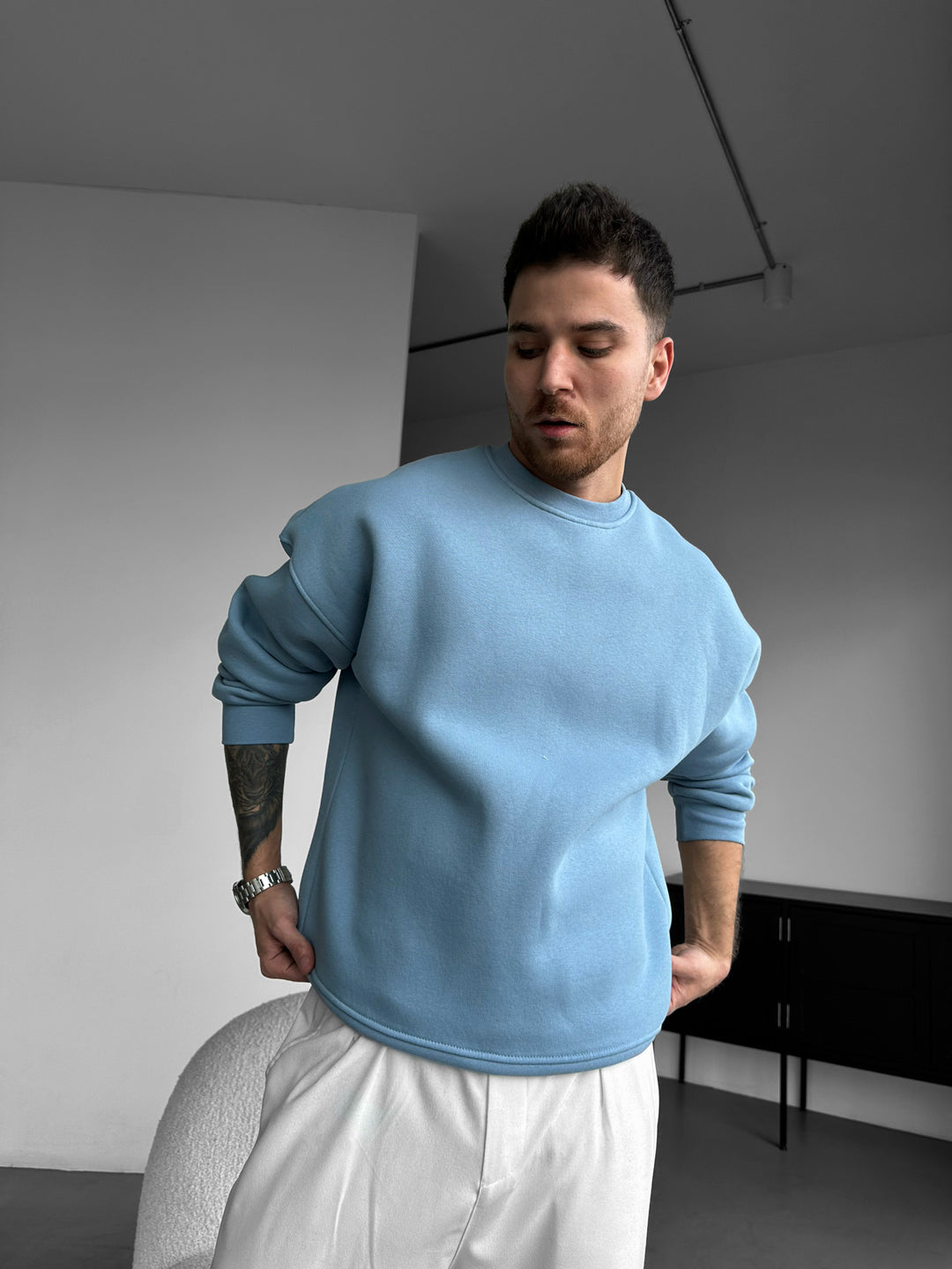 Oversize Basic Sweater - Faded Denim