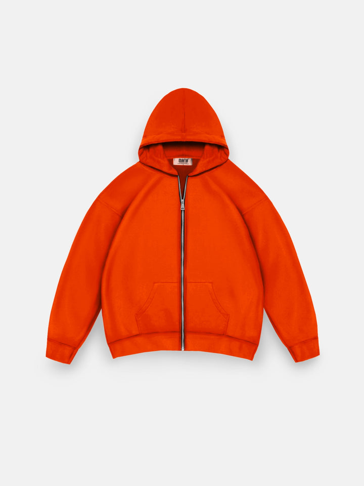 Oversize Basic Zipper Hoodie - Orange