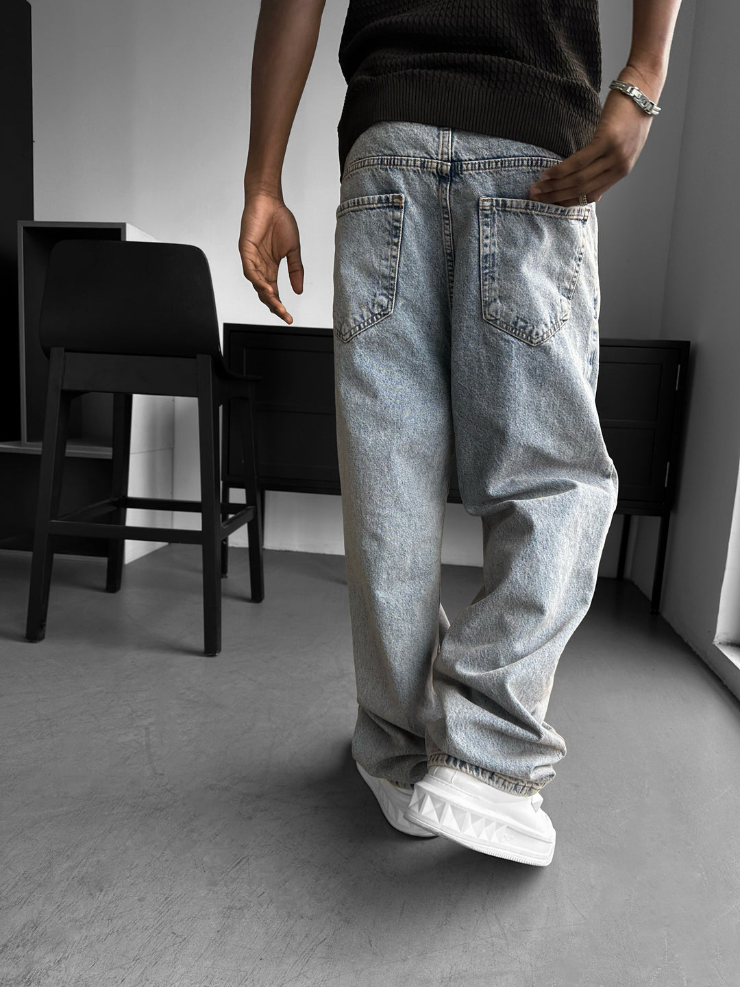 Relax Baggy Washed Jeans - Dark Blue