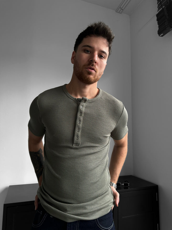 Slim Fit Button T-shirt - Mint