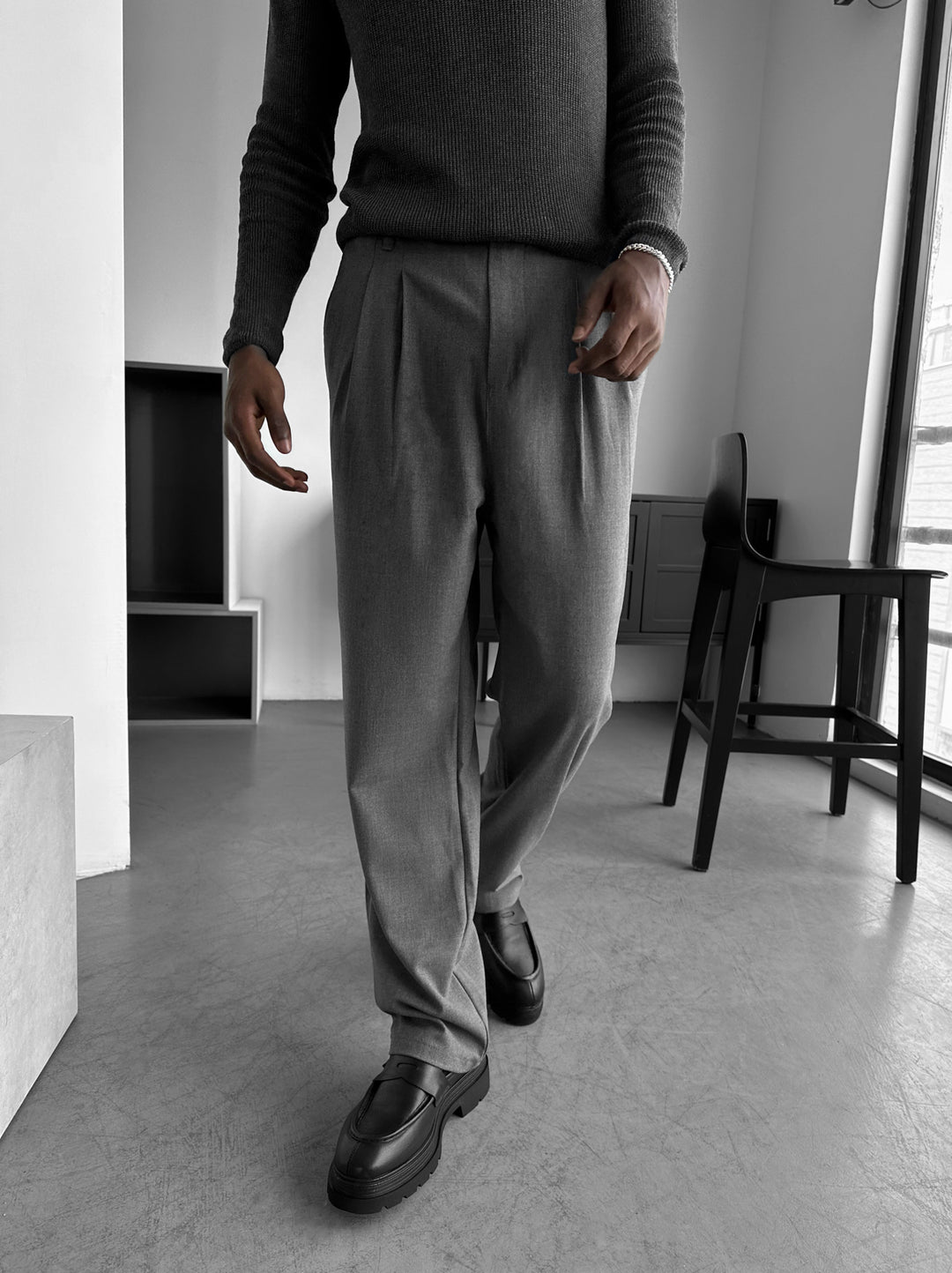 Baggy Chino Trousers - Anthracite