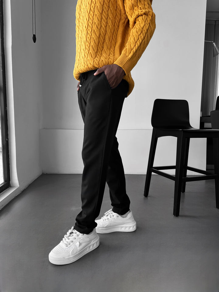 Modern Cut Casual Trousers - Black