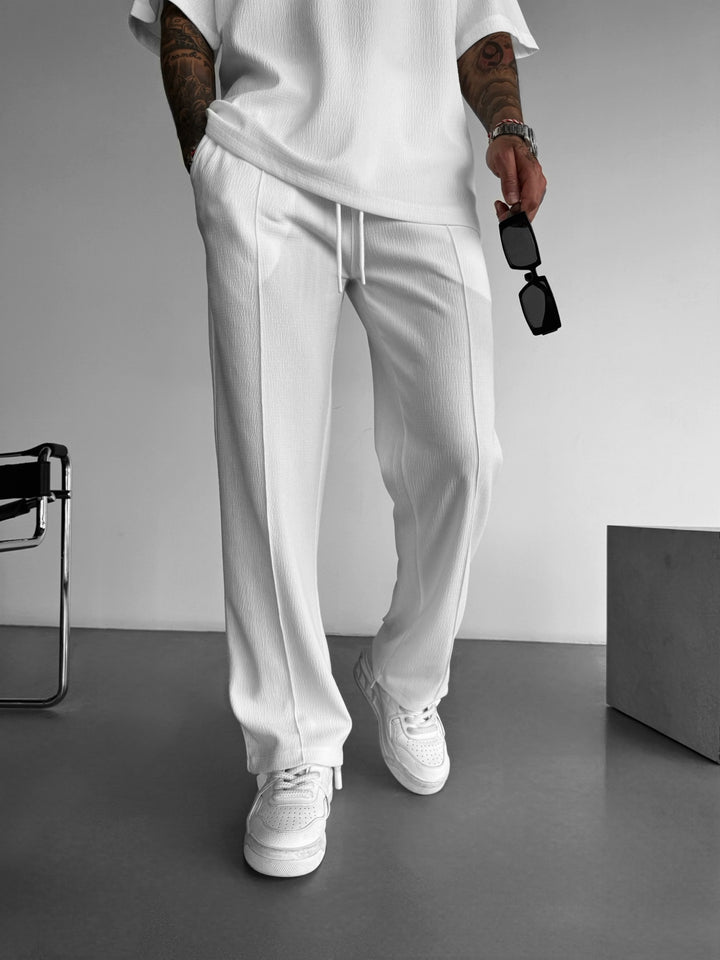 Plissee Textured Trousers - White