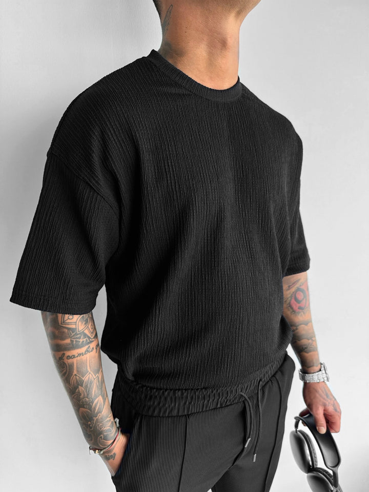Oversize Crepe T-Shirts - Black