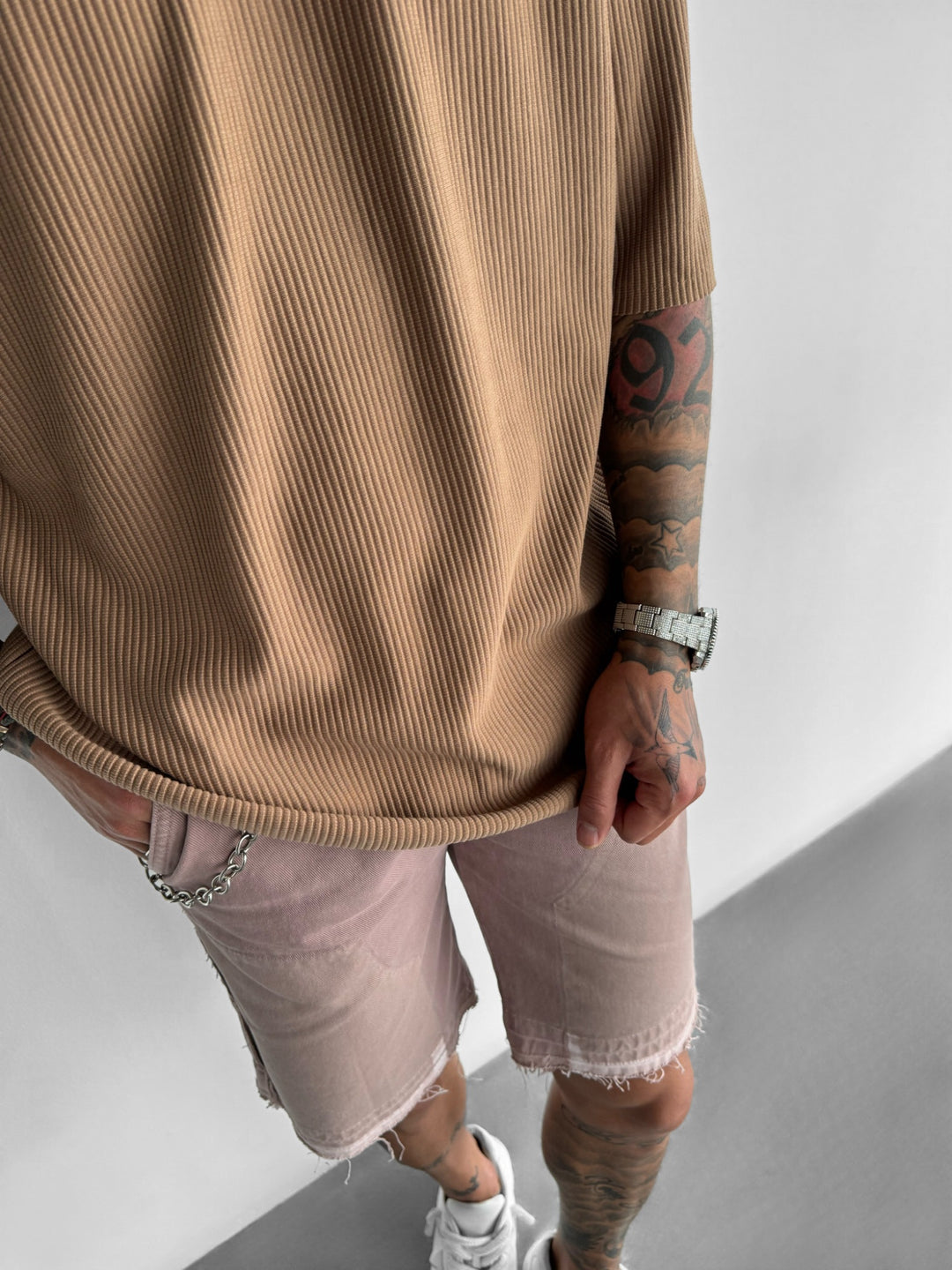 Oversize Cord Tee - Camel