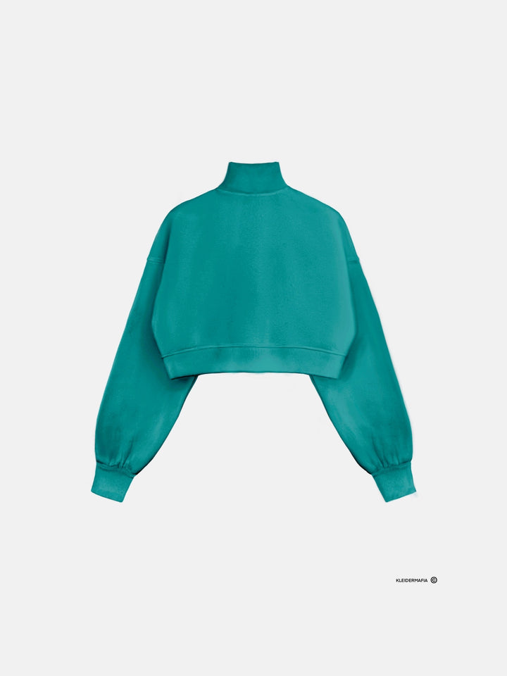 Short Women Zipper Pullover - Ocean