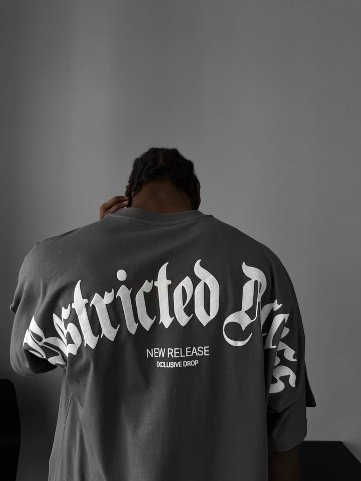 Oversize 'Restricted Access' T-Shirt - Anthracite