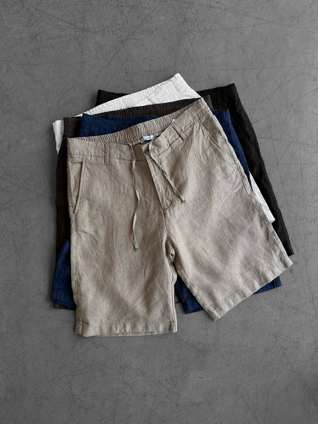 Loose Fit Linen Shorts - Beige