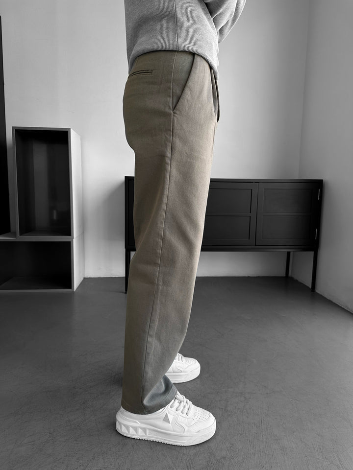 Loose Fit Casual Trousers - Khaki