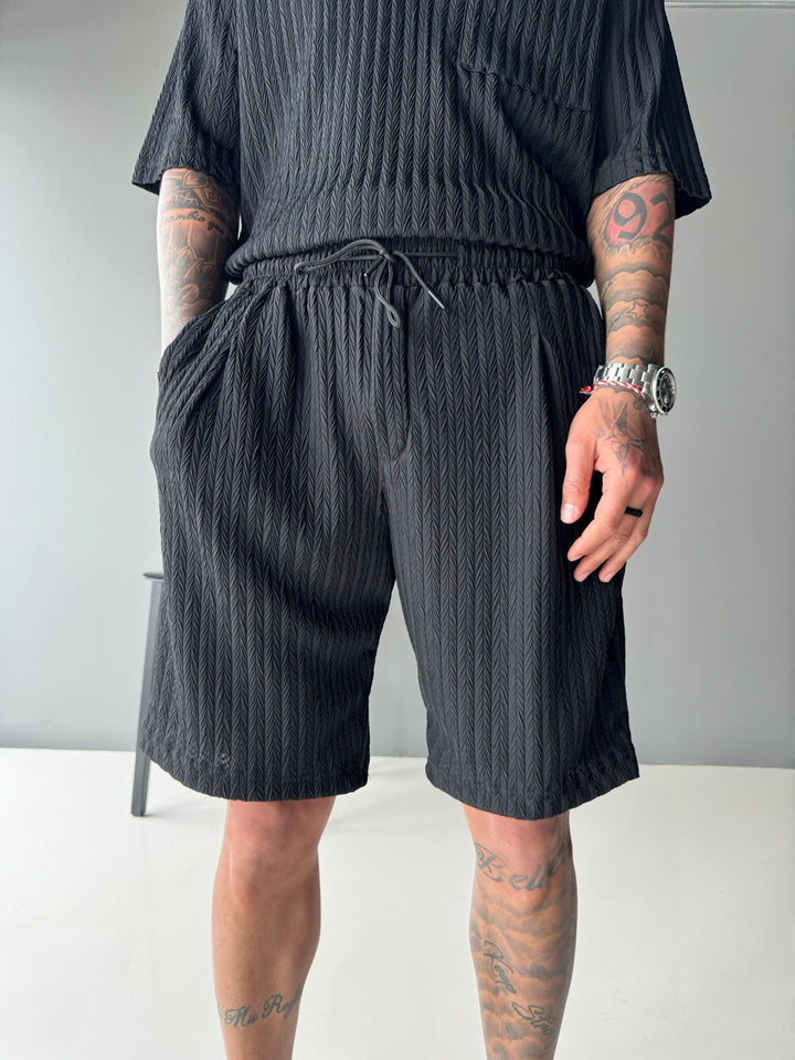 Loose Fit Structure Shorts - Black