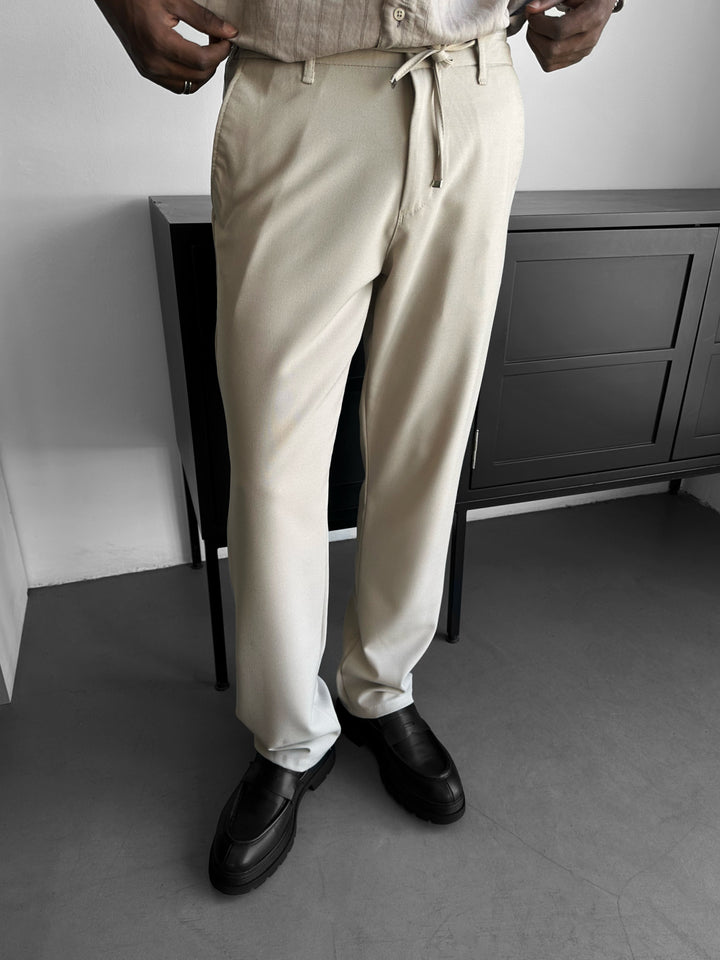 Modern Cut Casual Trousers - Beige