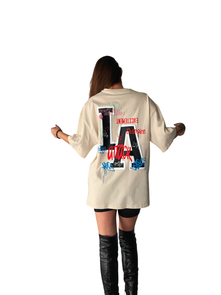Oversize L.A T-shirt - Beige