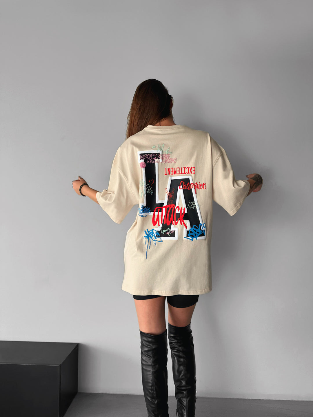 Oversize L.A T-shirt - Beige
