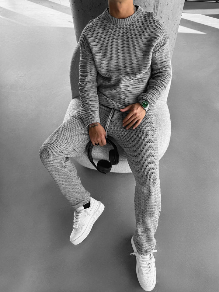 Loose Fit Knit Trousers - Grey