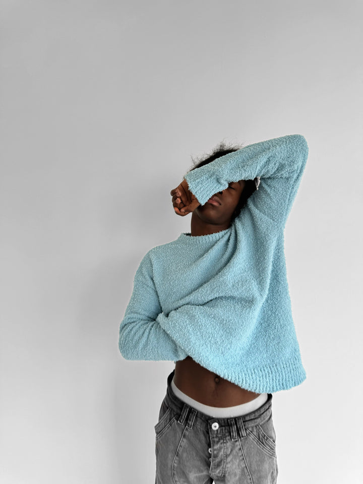 Oversize Plush Pullover - Stone Blue