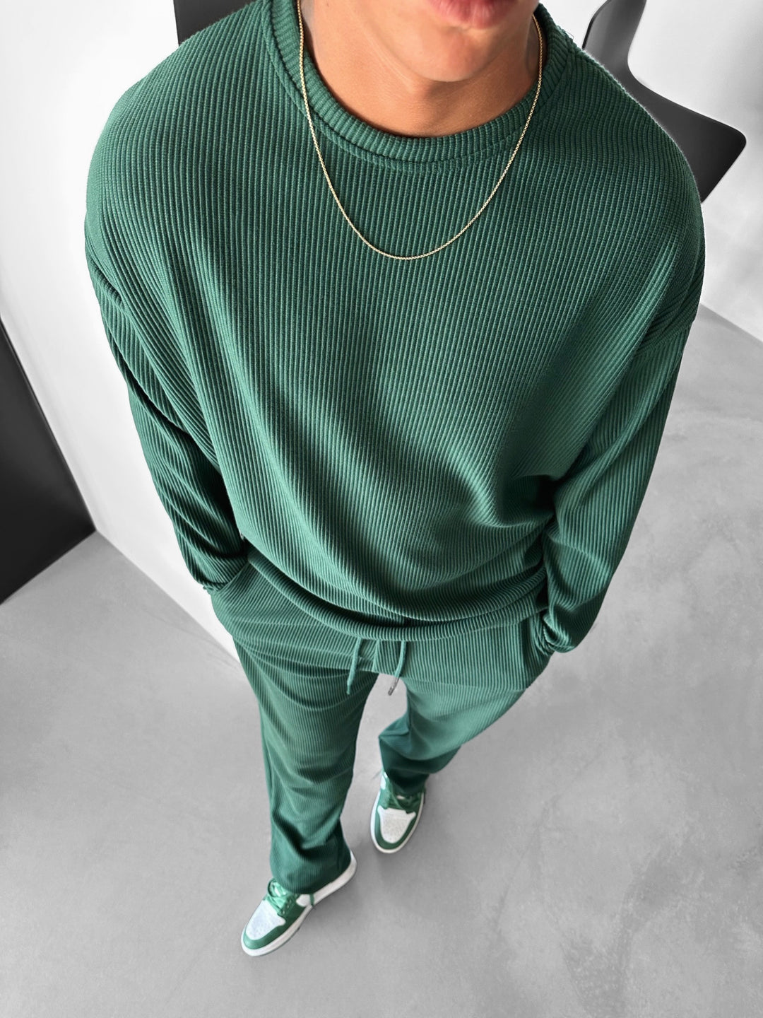 Oversize Cord Sweater - Forest Green