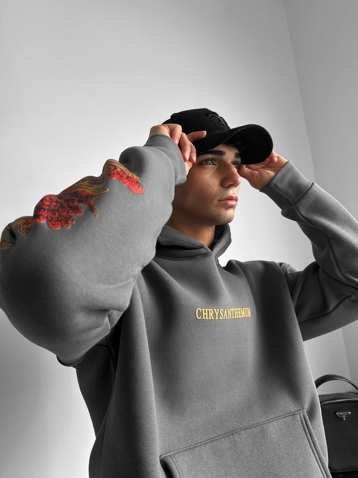 Oversize Chrysanthemum Hoodie - Anthracite