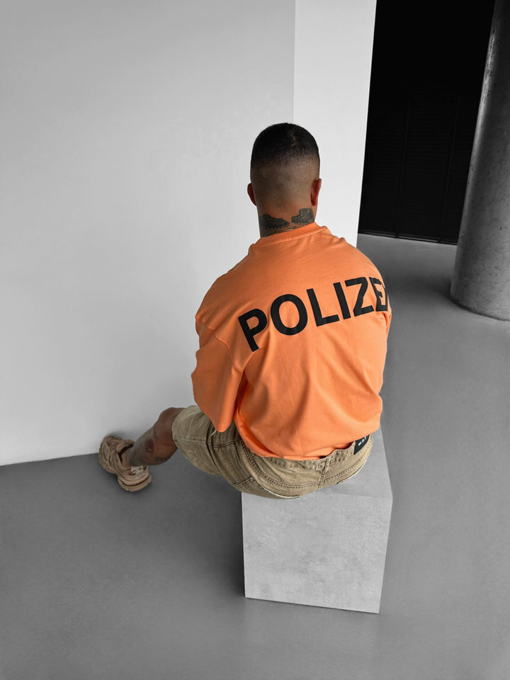Oversize Polizei T-shirt - Orange