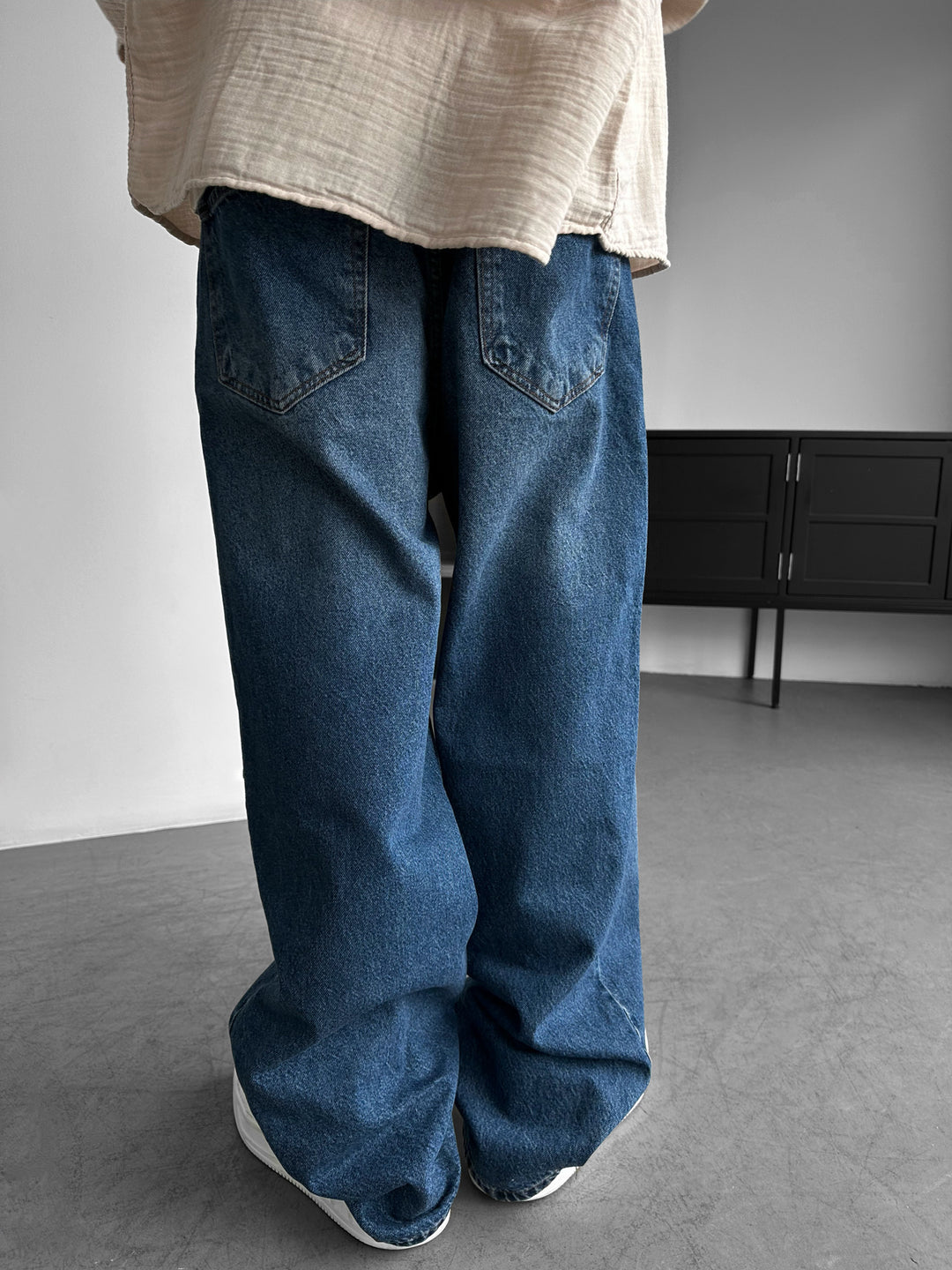 Relax Baggy Washed Jeans - Blue