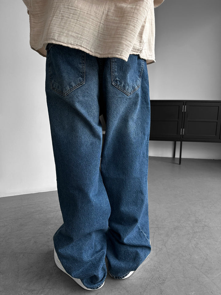 Relax Baggy Washed Jeans - Blue