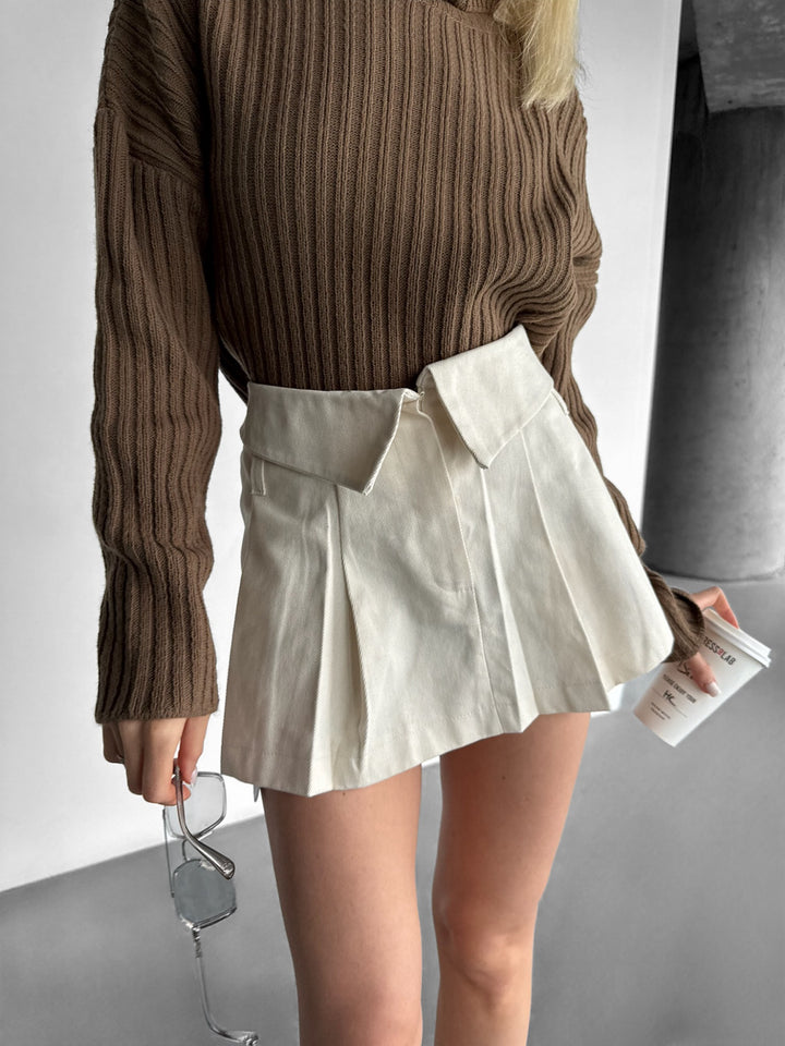 Mini Skirt with Details - Beige