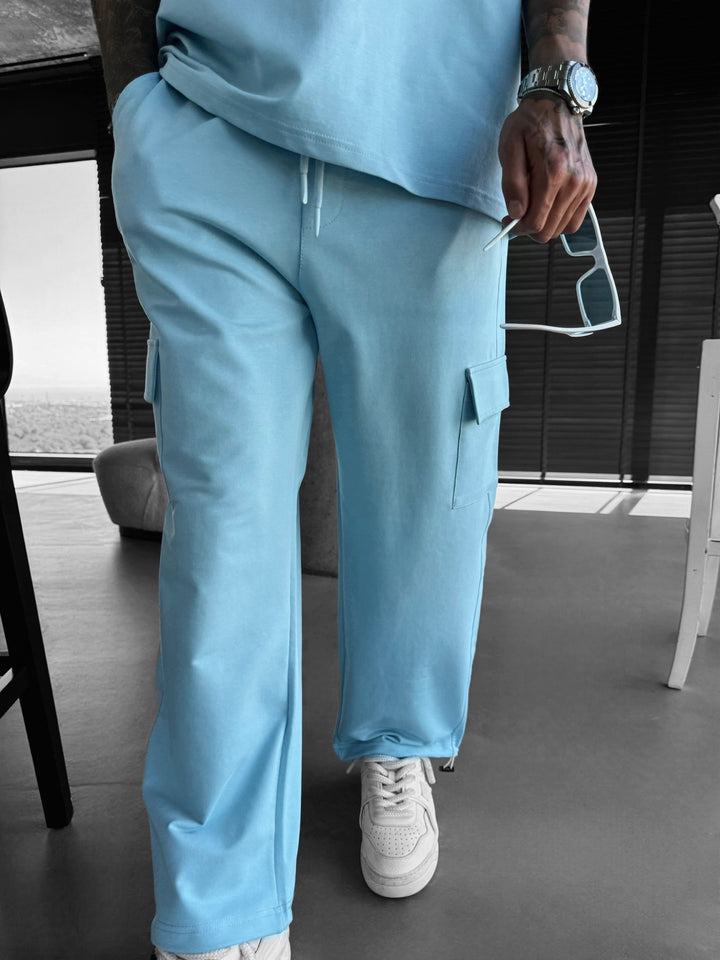 Loose Fit Pocket Trousers - Ice Blue