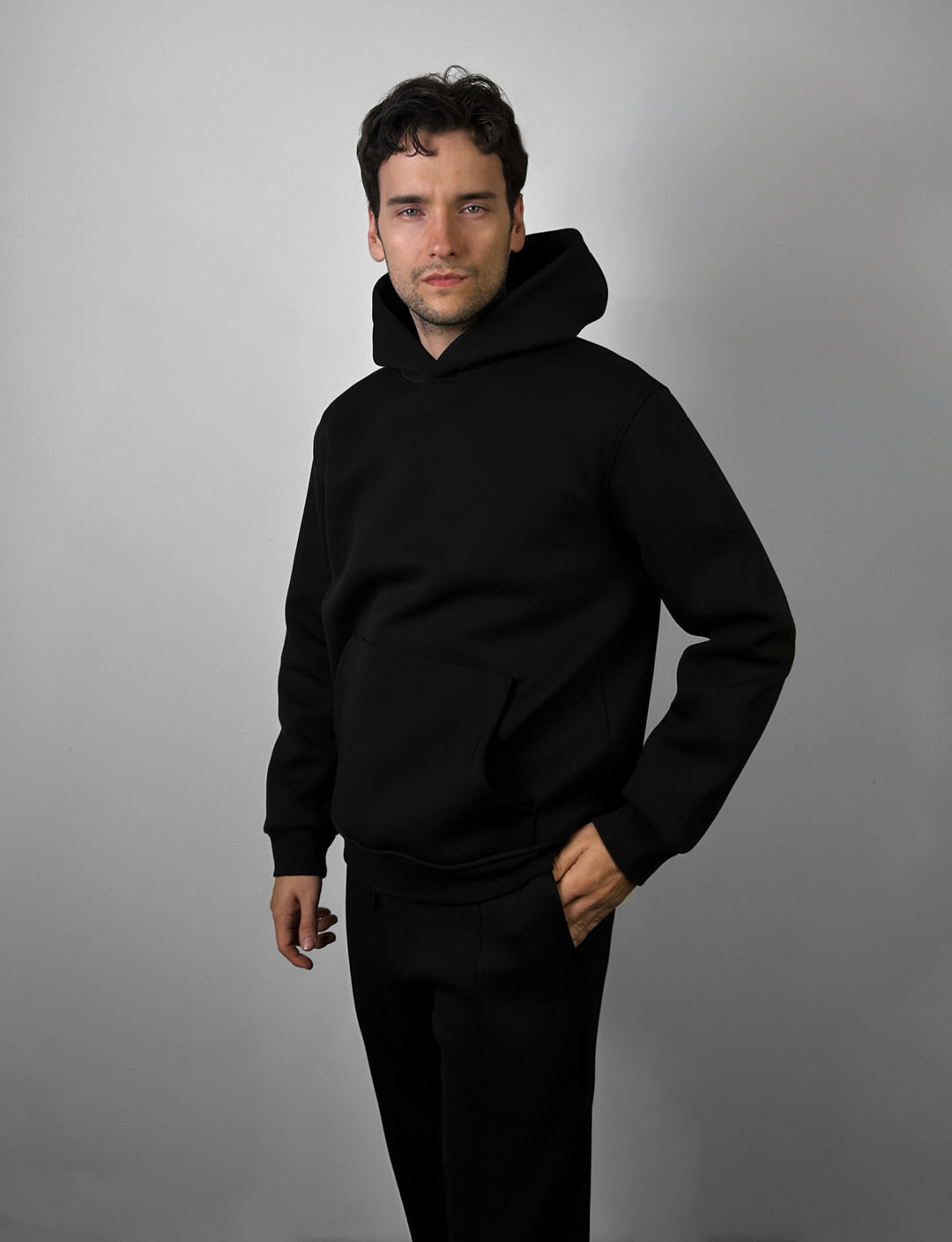 Loose Fit Basic Hoodie - Black