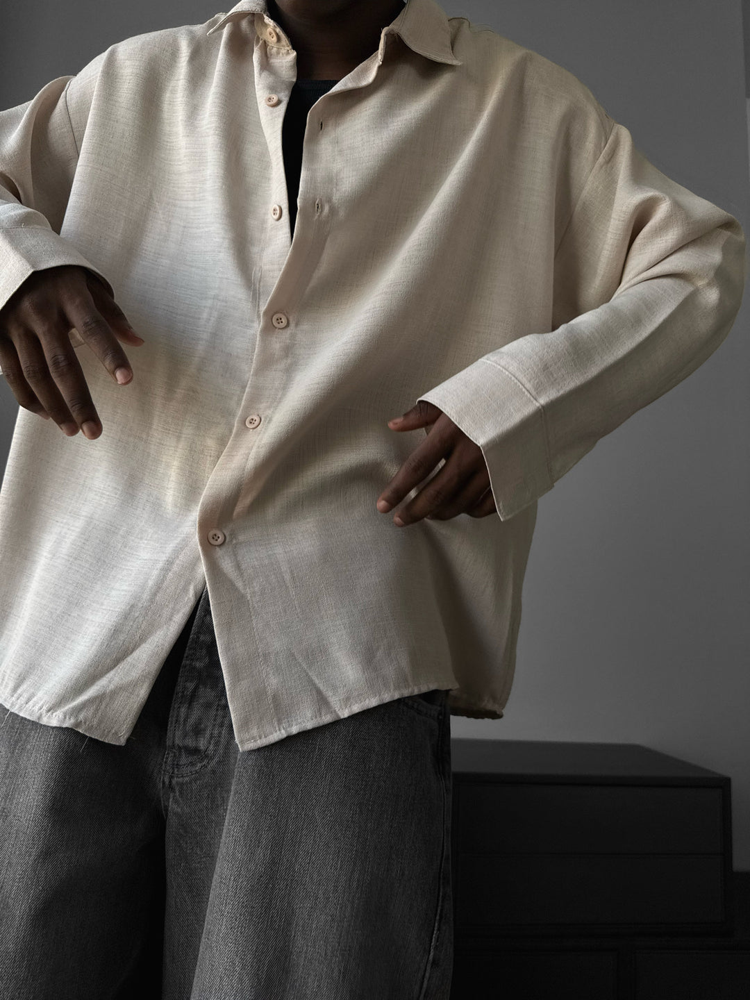 Oversize Linen Shirt - Beige