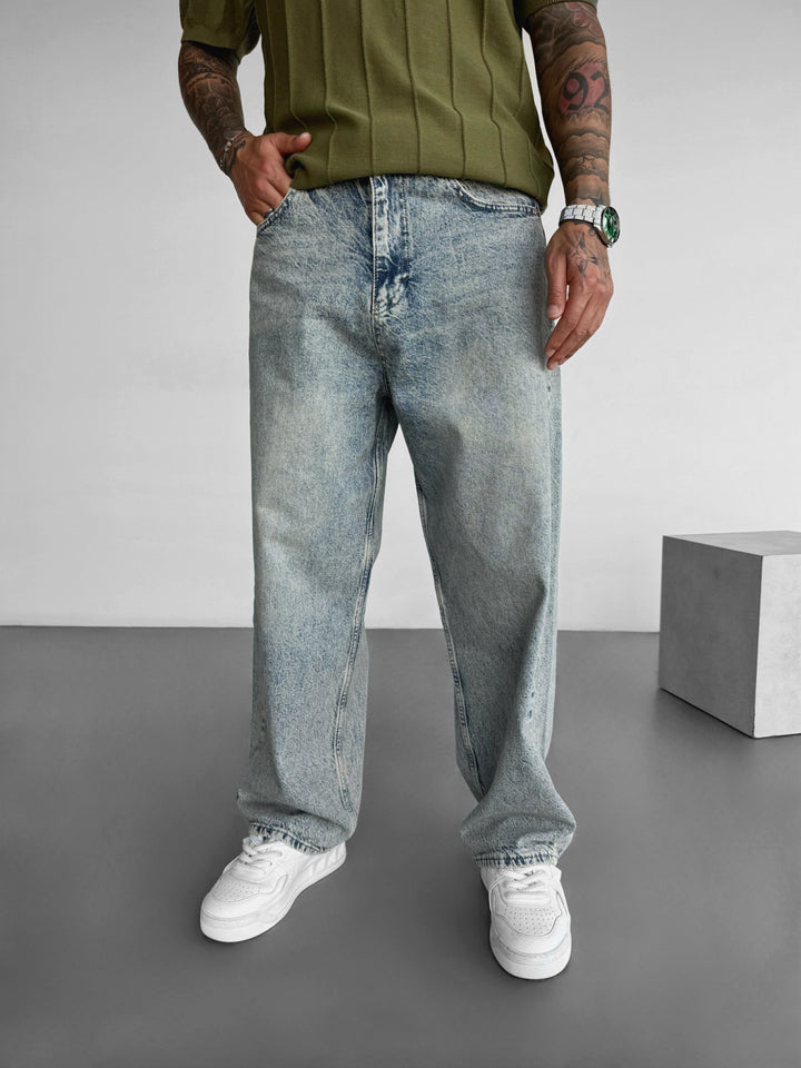 Baggy  Washed Jeans - Blue