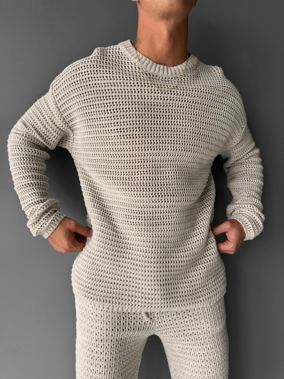 Oversize Knit Pullover - Beige