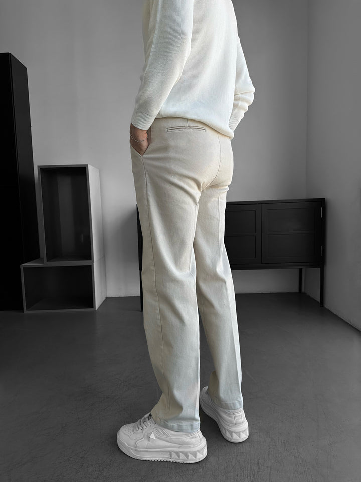 Loose Fit Casual Trousers - Beige