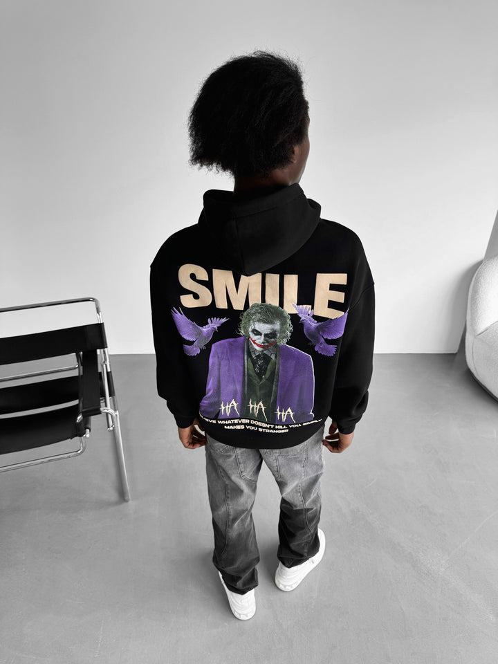 Oversize Smile Hoodie - Black