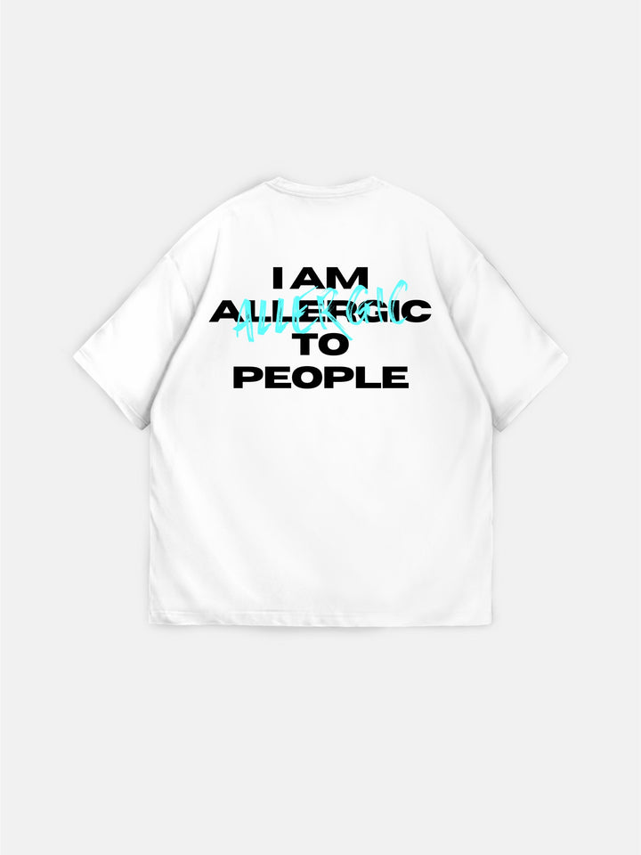 Oversize 'I am Allergic to People' T-shirt - Ecru