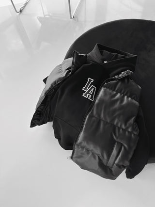 Oversize Leather Vest - Black