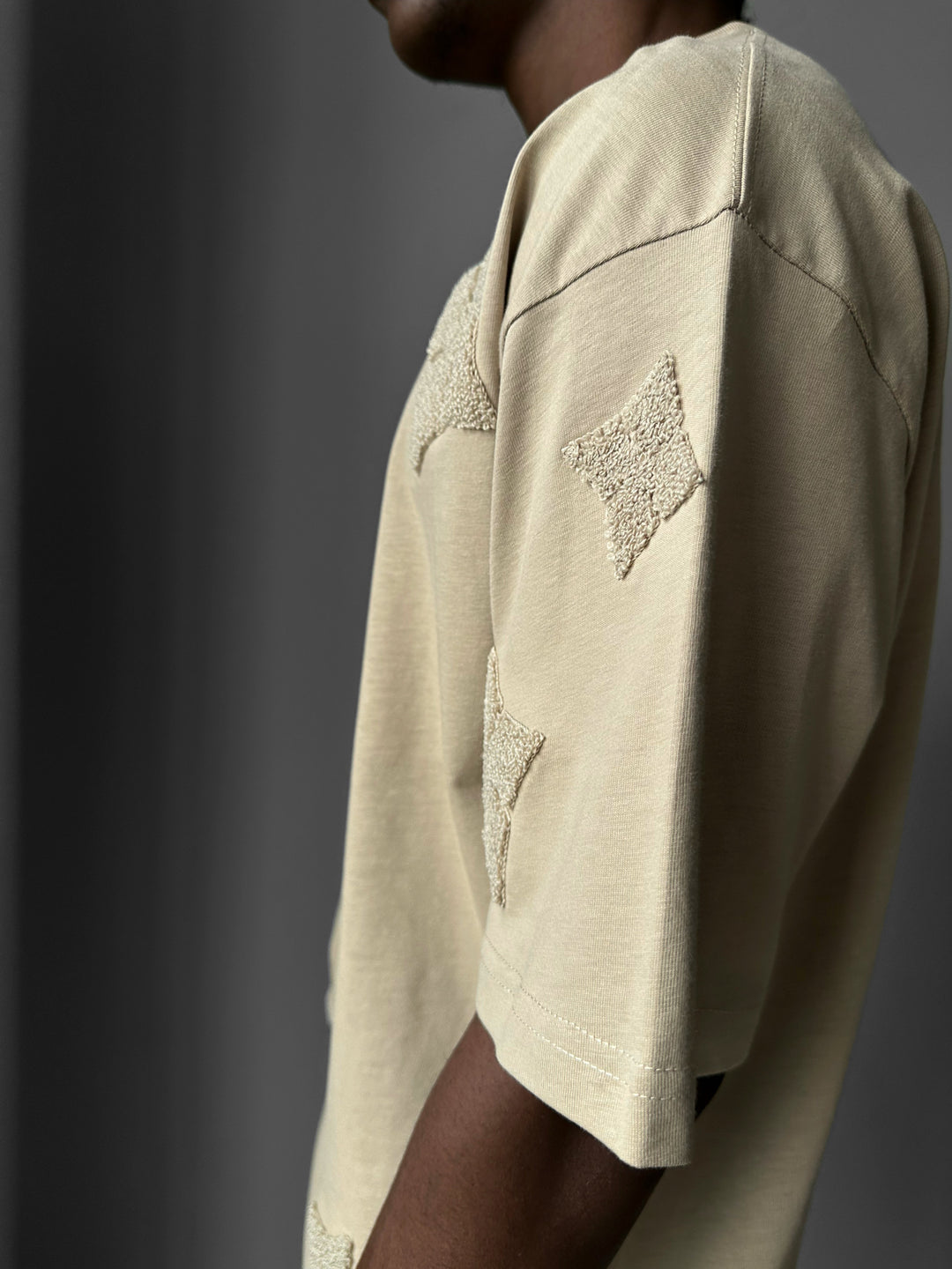 Oversize Detailed T-Shirt - Beige