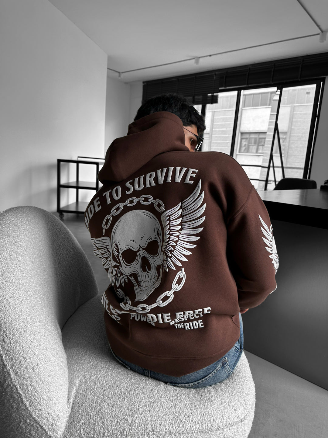 Oversize Ride to Survive Hoodie - Brown