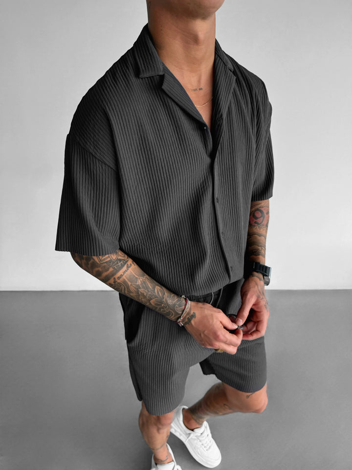 Oversize Ribbed Shirt - Anthracite