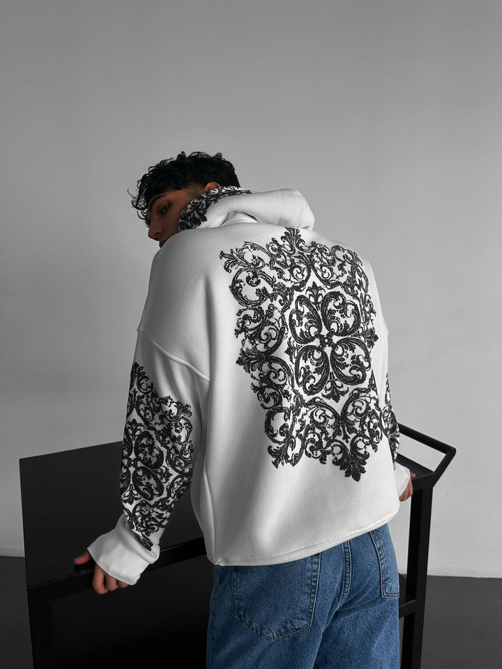 Oversize Carpet Pattern Hoodie - White