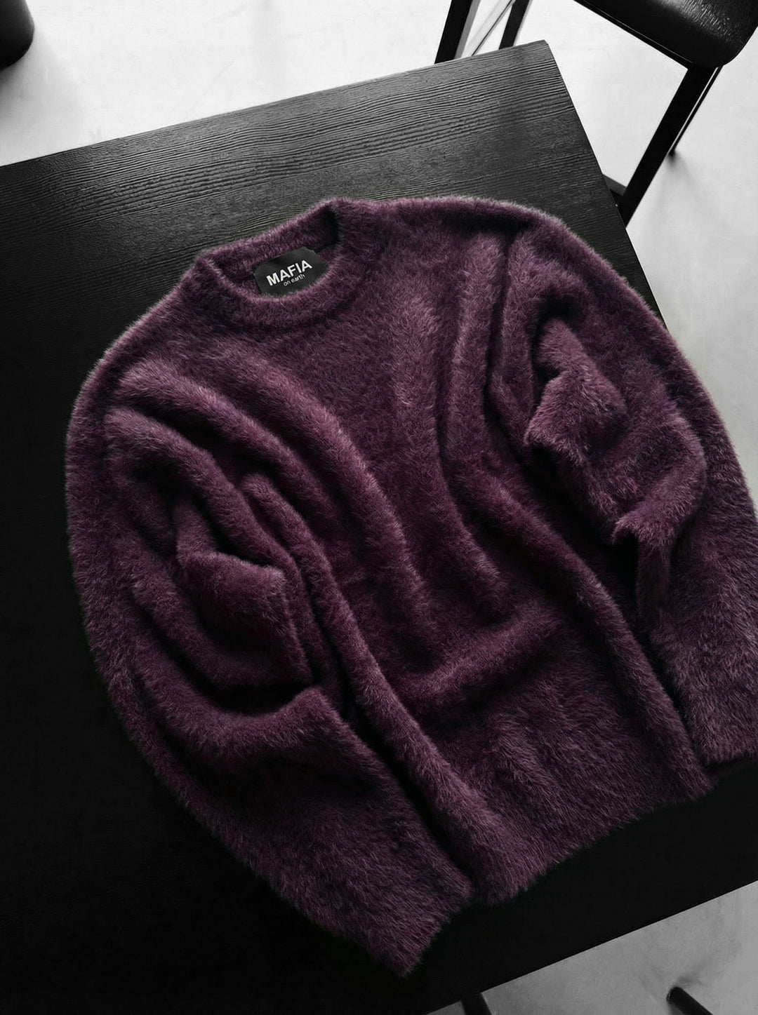 Oversize Hairy Rope Sweater - Plum