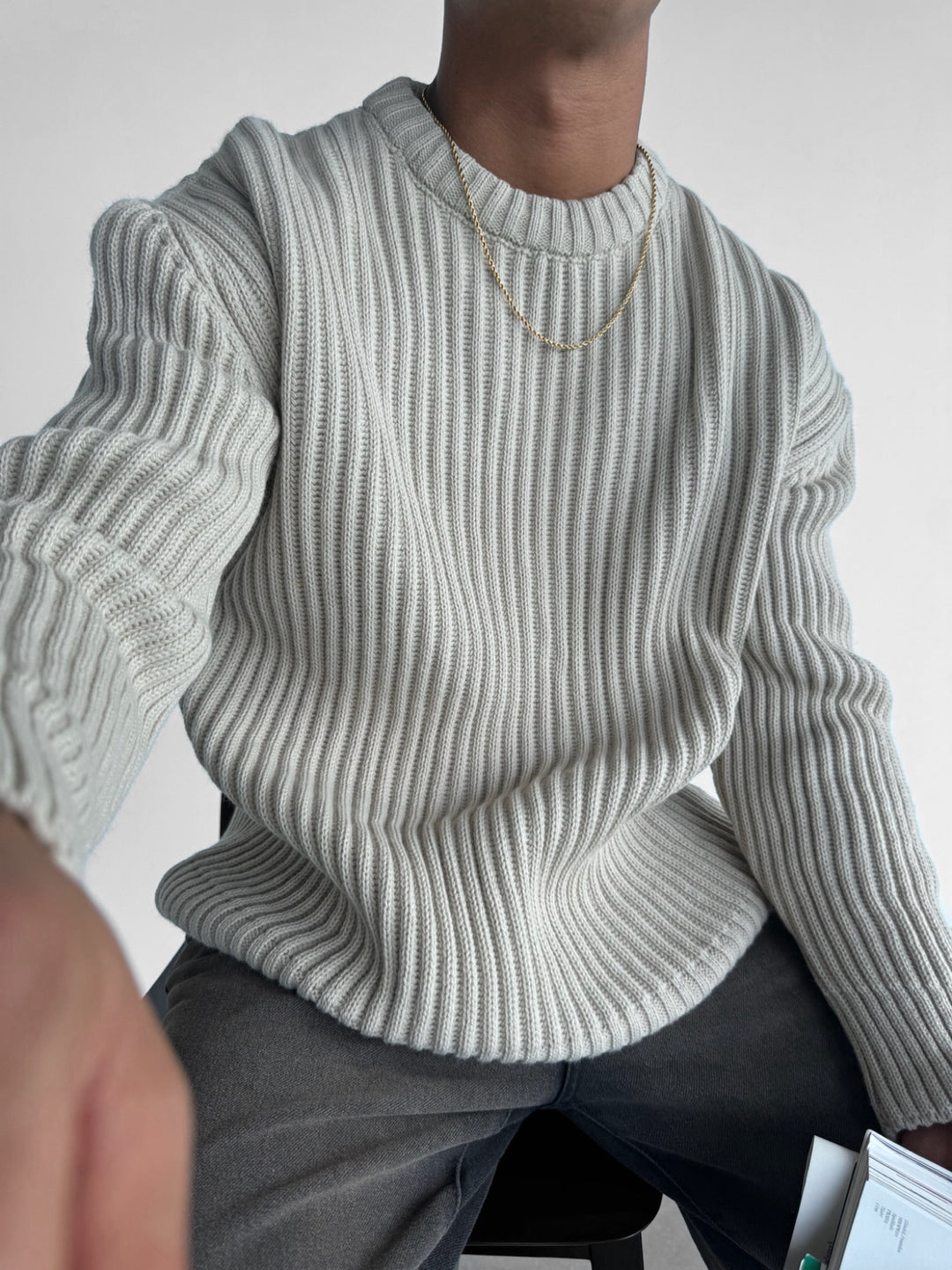 Oversize Heavy Knit Sweater - Stone