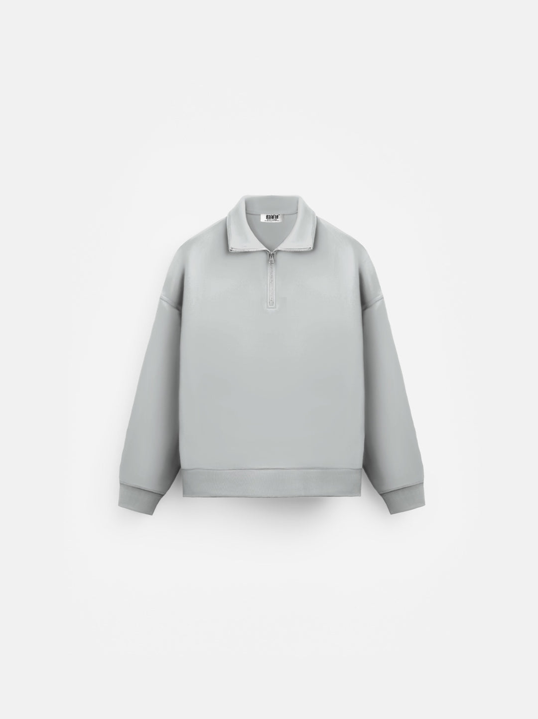 Oversize Half-Zip Polo Sweatshirt - Grey