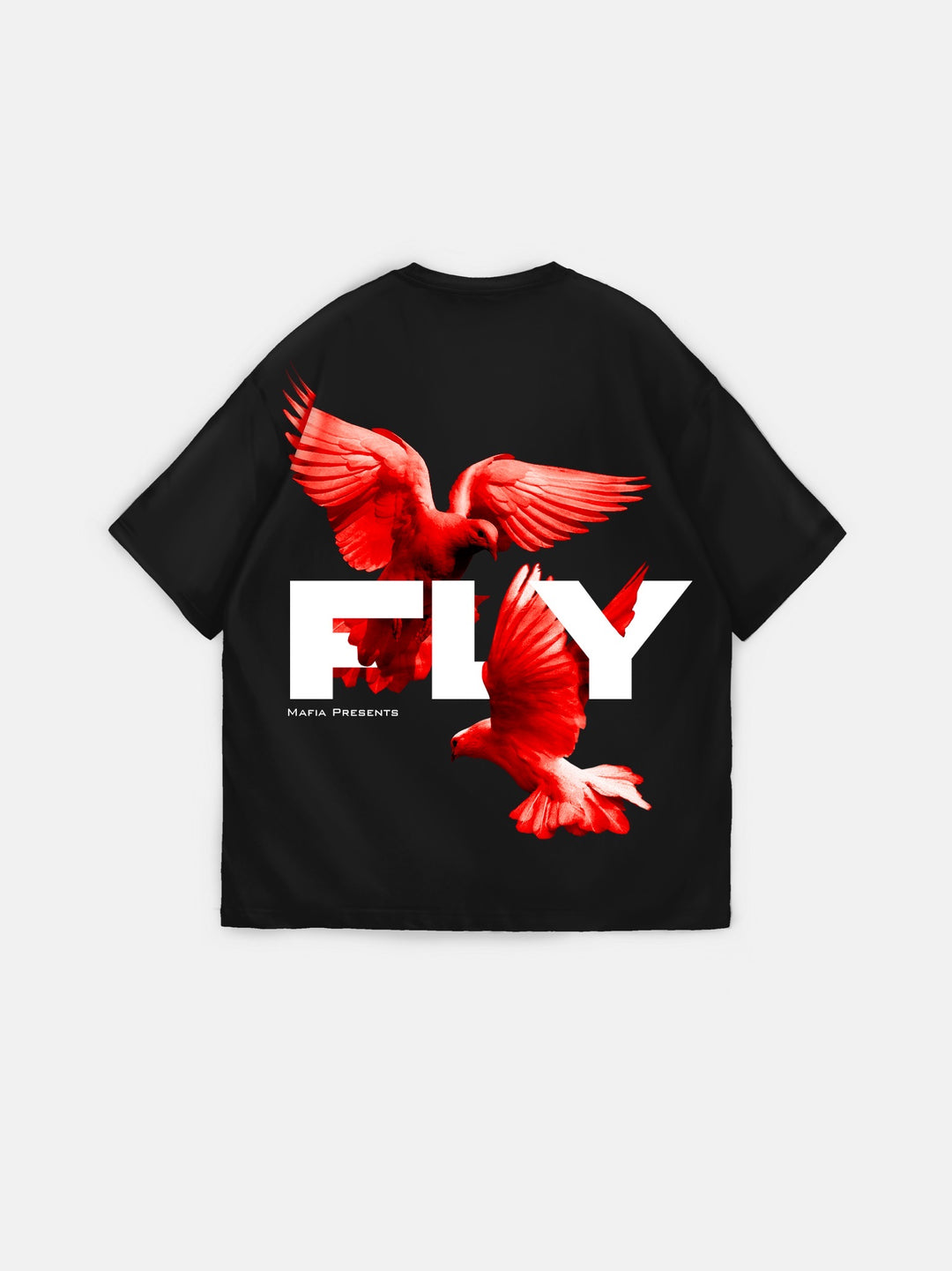 Oversize 'Fly' T-shirt - Black and Red
