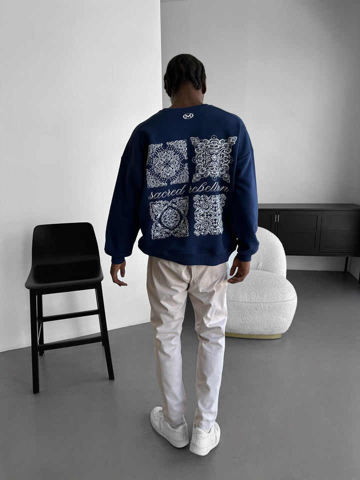 Oversize Sacred Rebellion Sweater - Navy Blue
