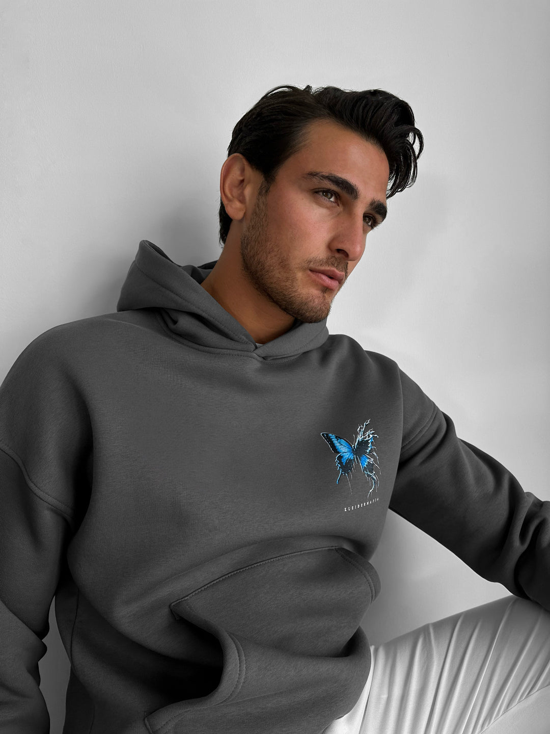 Oversize Broken Butterfly Hoodie - Anthracite