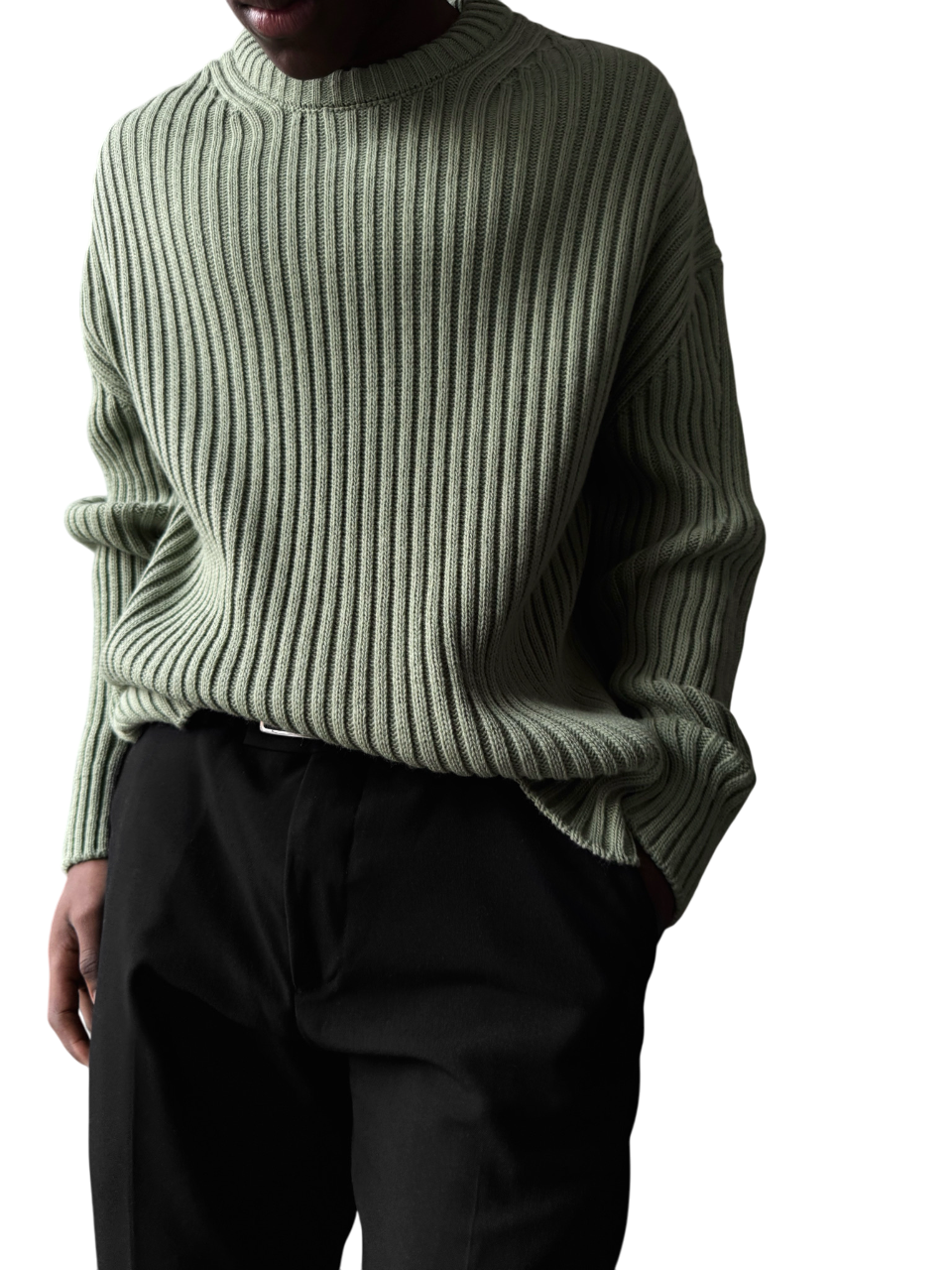 Loose Fit Striped Structure Pullover - Mint