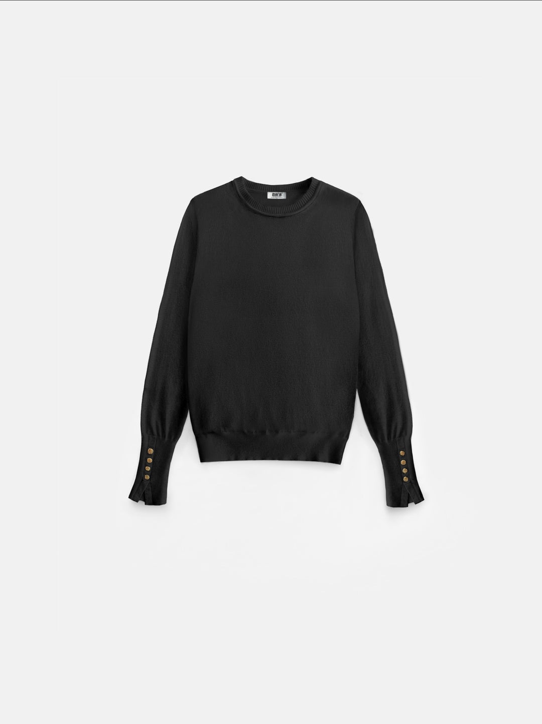 Round Neck Button Sweater - Black