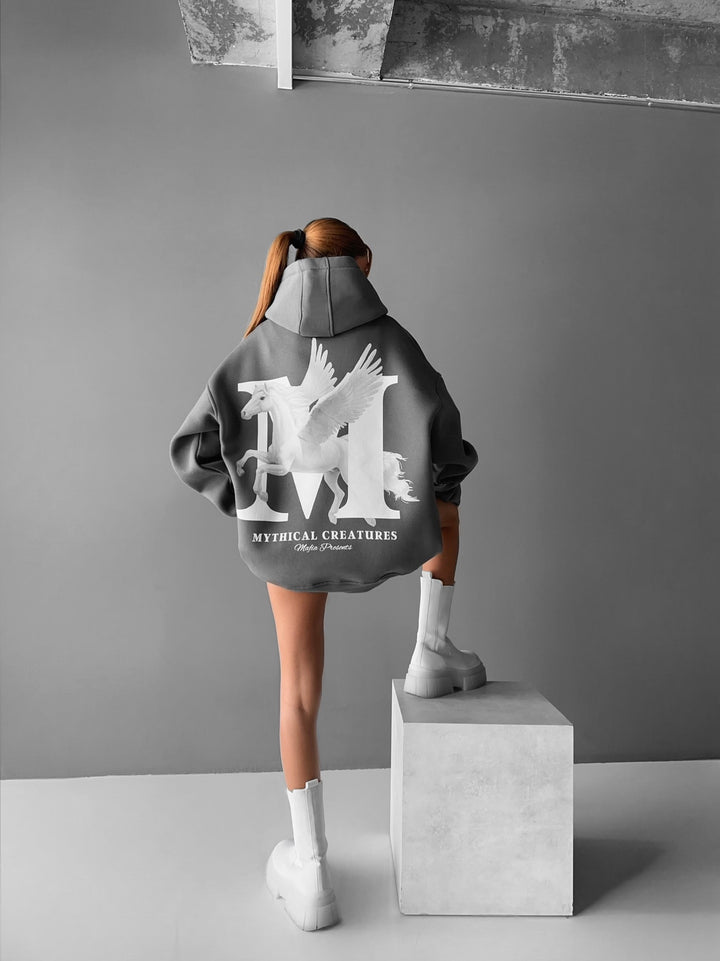 Oversize Flying Horse Hoodie - Anthracite