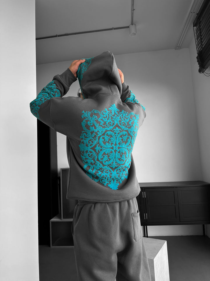 Oversize Carpet Pattern Hoodie - Anthracite