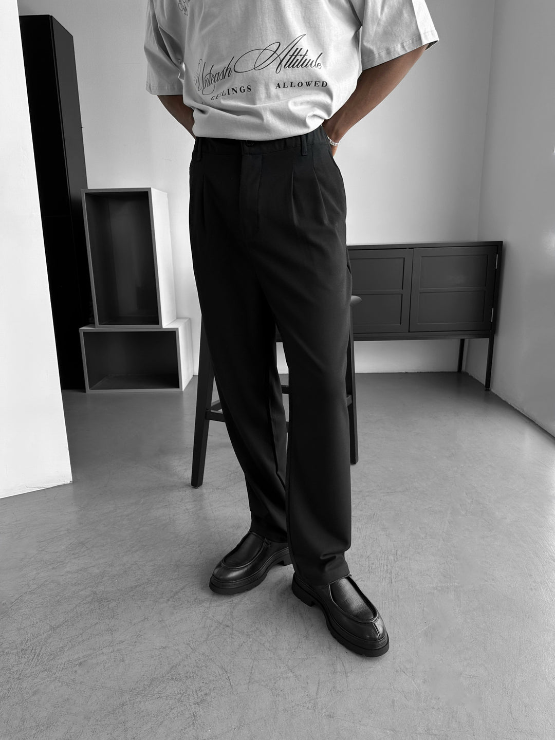Baggy Chino Trousers - Black