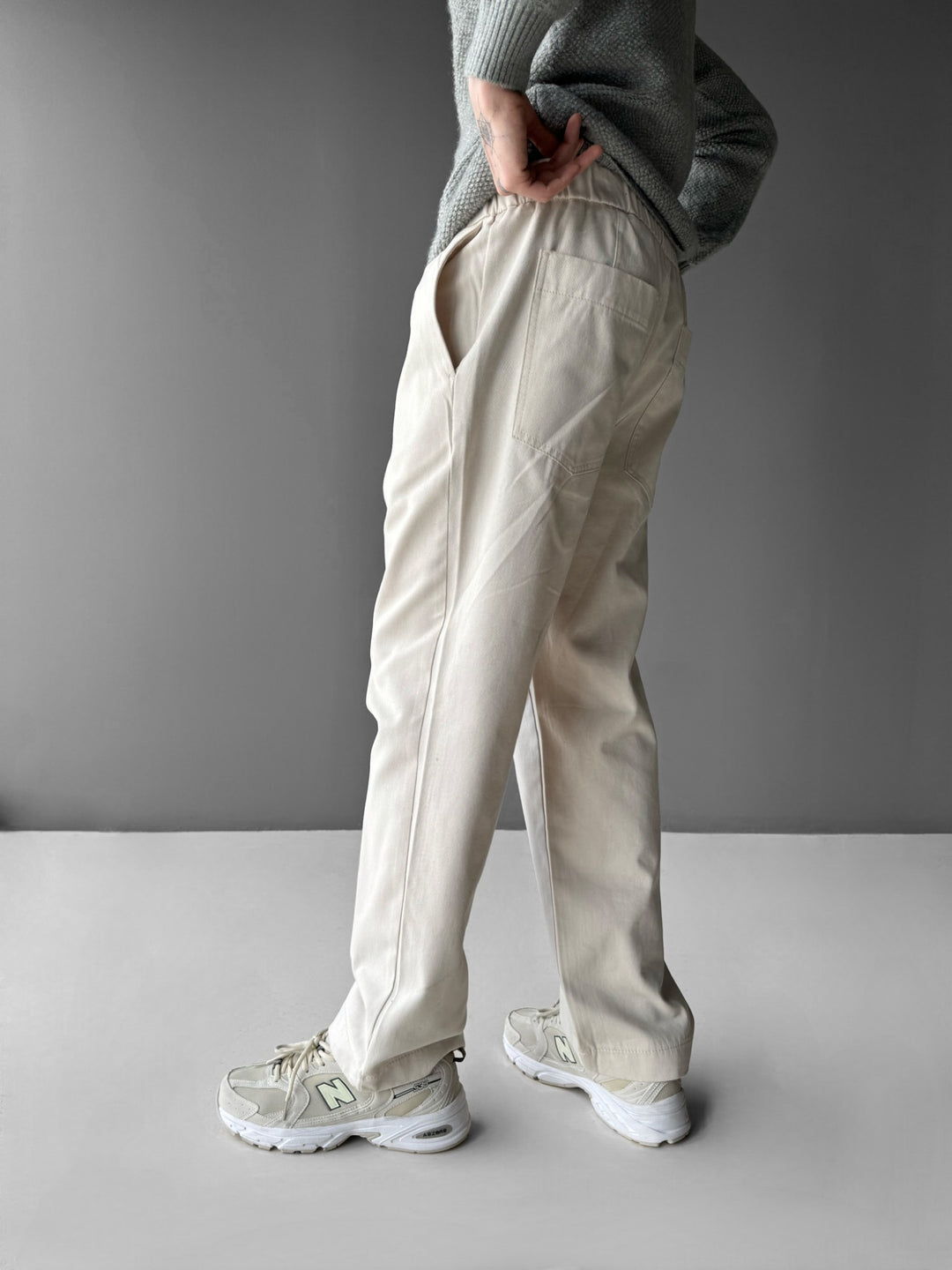 Straight Fit Trousers - Cremé